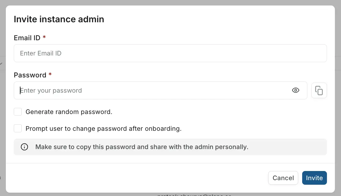 Invite instance admin